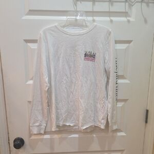 Vineyard Vines White Long-Sleeve Tee with Crown Chest Graphic